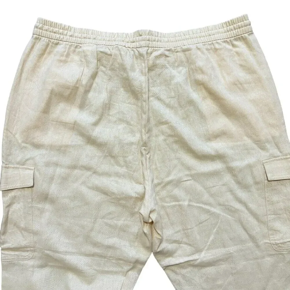 NEW BANANA REPUBLIC Linen Blend Cargo Joggers in Wheat SZ XL